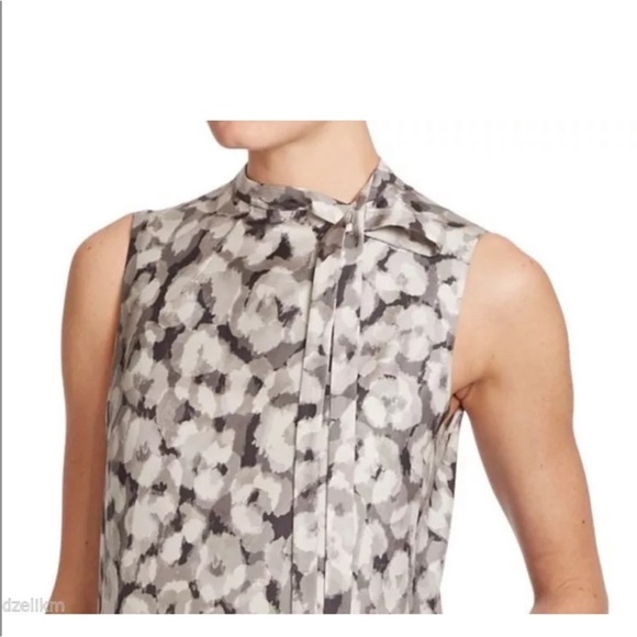 THEORY Nurita Grey Silk Reflect Print Cocktail Shift Dress - Picture 2 of 8